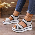 Summer new arrival: plus-size platform sandals for women - european & american style, cross-border supply, flat sandals with velcro closure, beach sandals