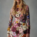 direct sales cross-border fashion three-dimensional floral mesh lace embroidered bodycon slimming sexy dress
