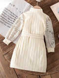 new cross-border girls' dress: european & american style, textured fabric with lace trim