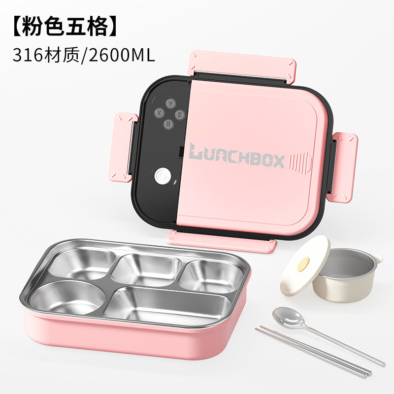 Cross-border thermal insulation lunch box 316 stainless steel advanced sense student lunch box office worker grid portable partition box