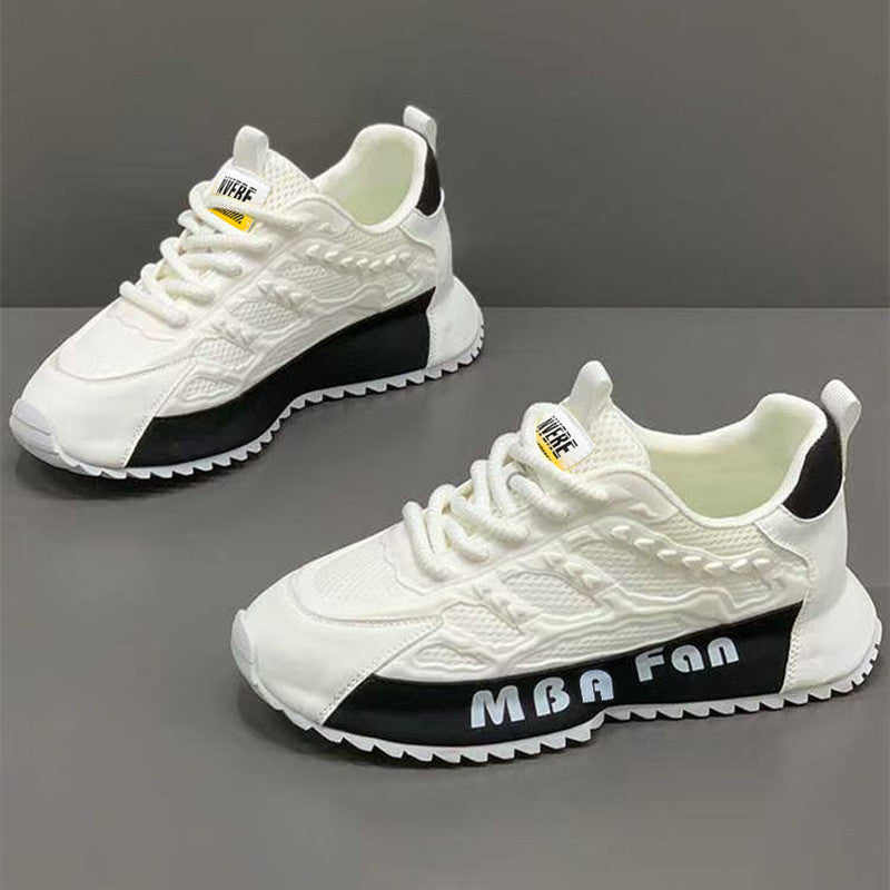 Men's shoes 2025 new winter mesh versatile breathable athletic casual white sneakers height increasing running dad shoes