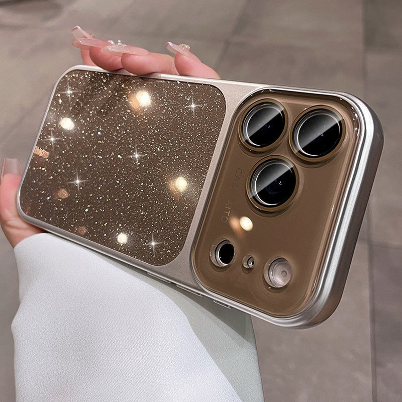 Crystal lens large window gradient glitter suitable for iphone17promax mobile phone case apple 15 high-end case