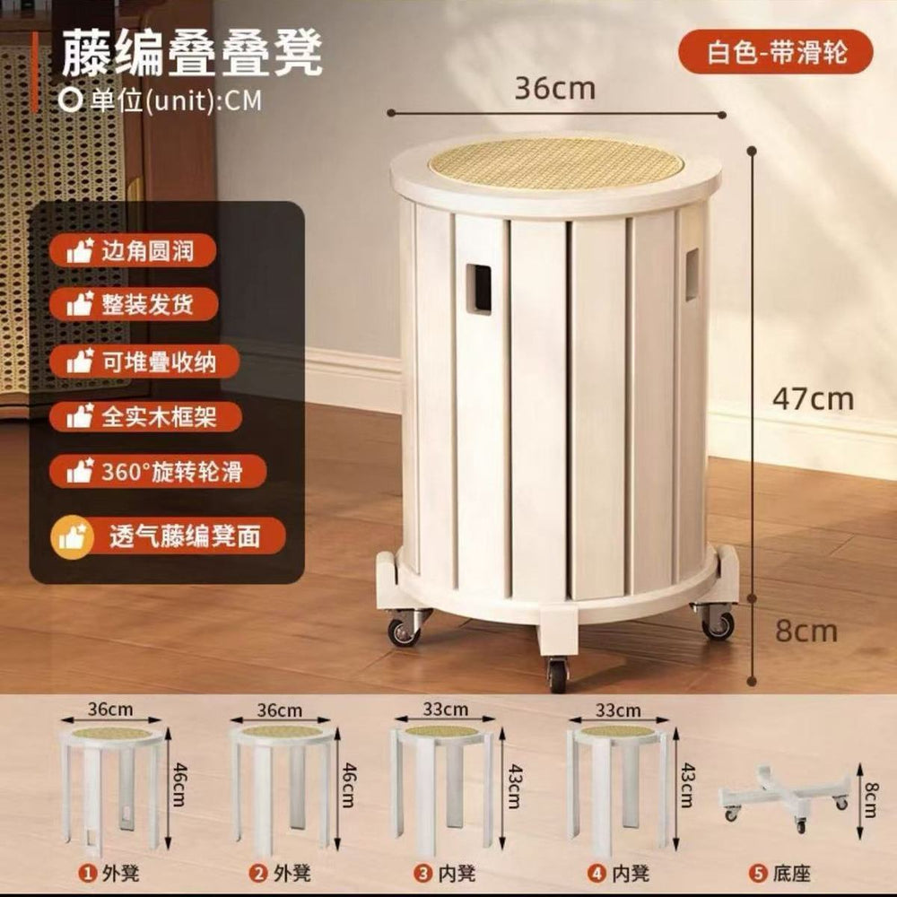 For home stool stackable solid wood jenga new chinoiserie low stool living room dining room coffee table universal wheel small stool