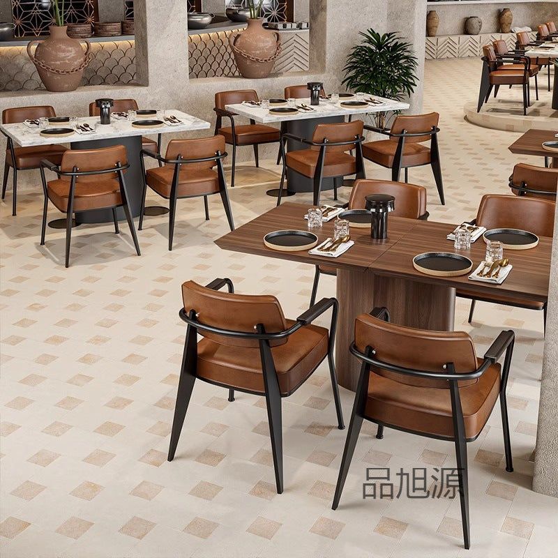 American creative cushion simple meeting reception armrest chair wrought iron casual dining bar Western restaurant chair Bar dining chair