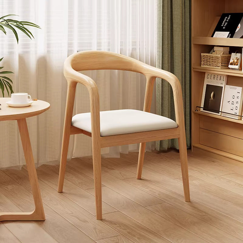 Designer ash back dining chair scandinavian solid wood book chair armrest seat study chair horn chair president chair