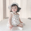 Infant summer sling baby breathable full printed cherry pattern romper pullover hooded pure cotton breathable romper