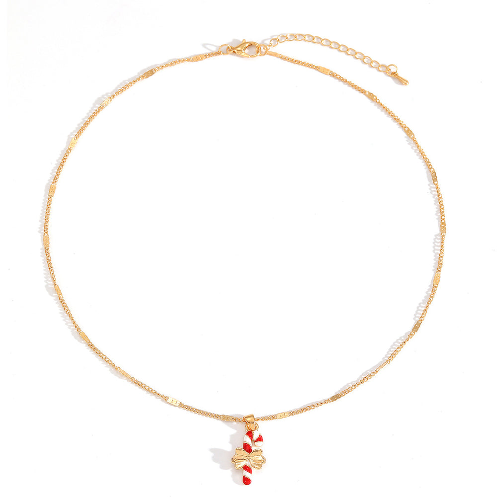 Christmas necklace wholesale: cross-border hot seller - fashionable enamel snowflake bell christmas tree pendant, simple and versatile necklace