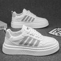 Men's white sneakers: spring breathable, trendy, casual, versatile, new 2026 height-increasing athletic skate shoes for students