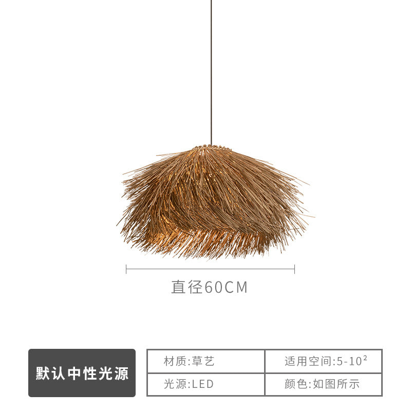 Wabi Silent Wind Catering Chandelier Chinese Living Room Dining Room Tea Room Zen Light Homestay Study Bedside Japanese Rattan Chandelier