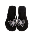 Aliexpress cross-border plus size platform slippers women's minimalist butterfly rhinestone wedge flip-flops women's sizes 36-42
