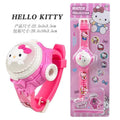 Tiktok live stream rotating colorful lights music hello kitty unicorn cartoon children's toy watch flip cover toy watch gift