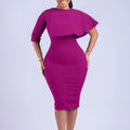 D325 cross-border plus size women's clothing  slim-fit high-waisted ruffle trim elegant commute pencil skirt european and american style dress
