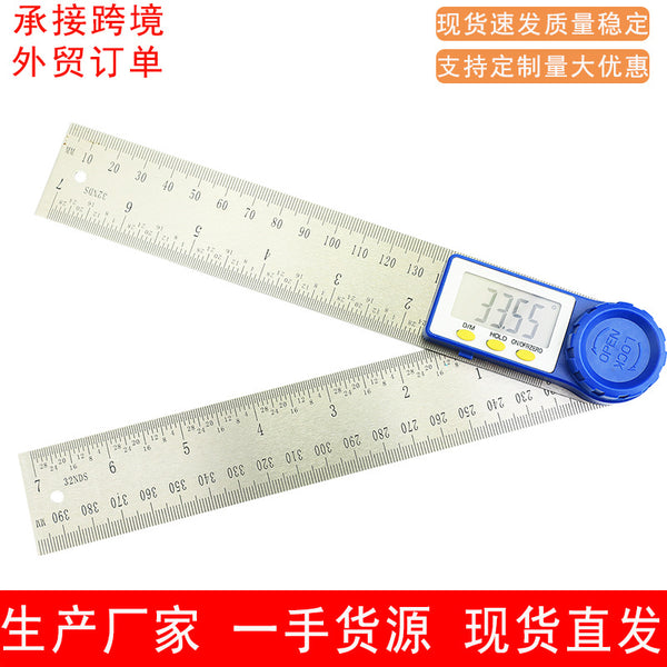 Manufacturer wholesale 200MM stainless steel, digital angle ruler protractor woodworking angle ruler protractor multi-functional angle