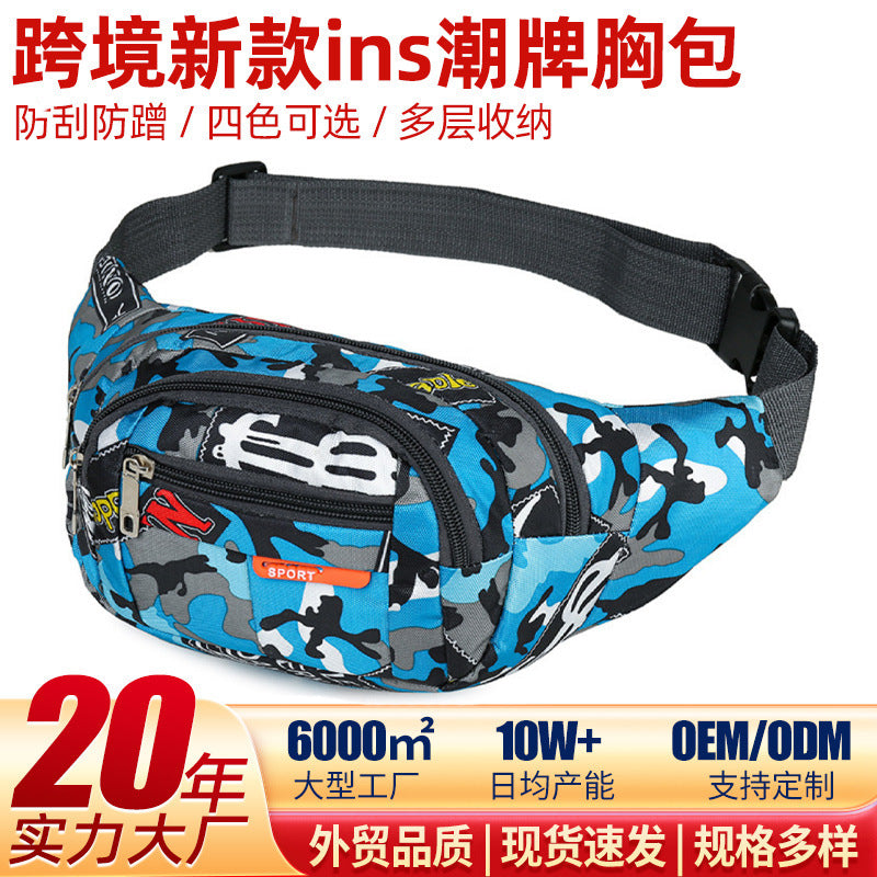 Cross-border new ins tide brand breast bag student sports fanny pack tide brand shoulder messenger bag casual men's breast bag