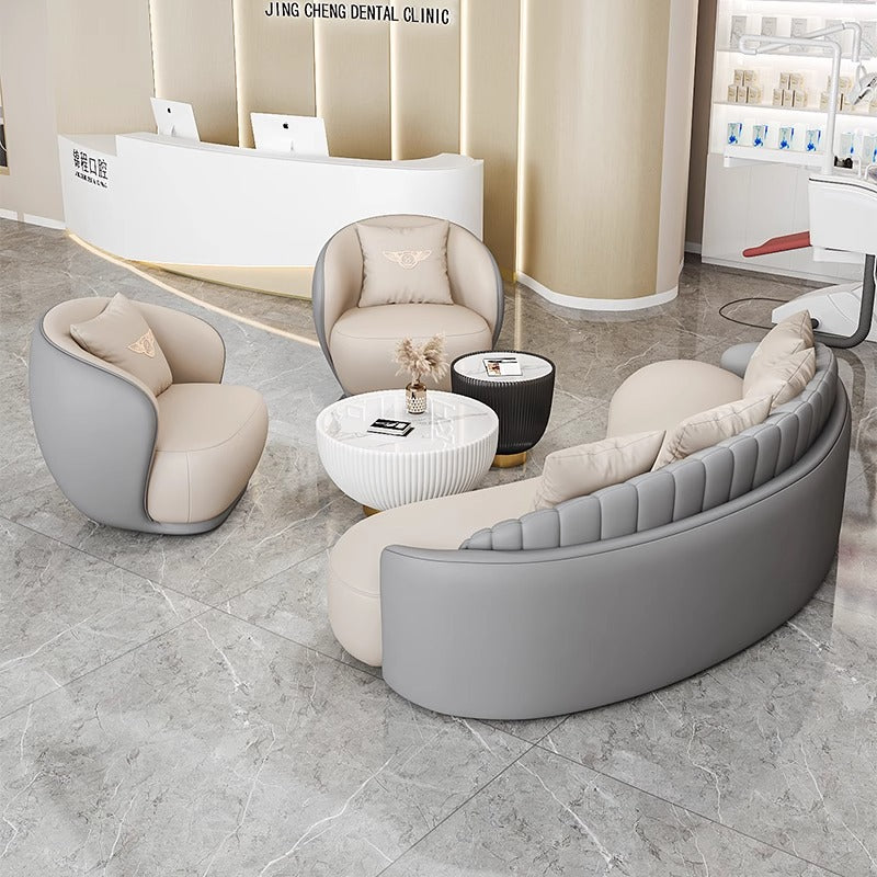 Cream style normcore slate leather corner table modern living room round small apartment size round coffee table sofa combination