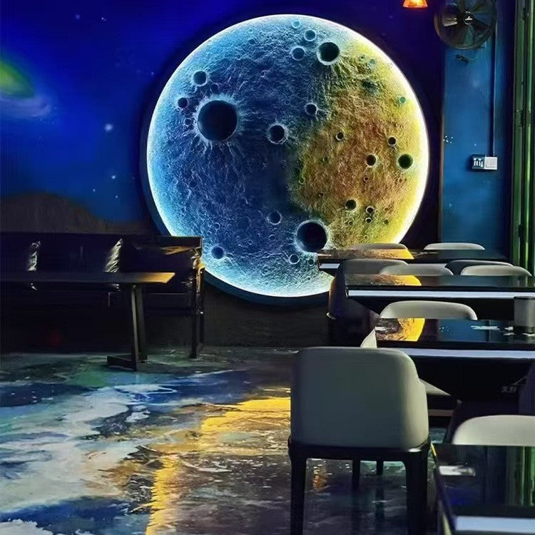 Three-dimensional relief moon lamp wall lamp living room background wall wall hanging moon lamp B & B outdoor decoration mural ambient lamp