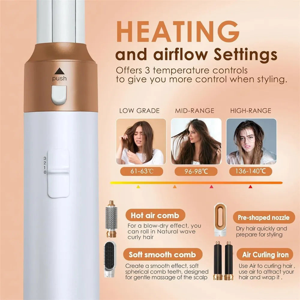 Cross-border special supply of five-in-one hot air comb curling hair straightener, automatic curling iron, dual-purpose, automatic artifact curling iron