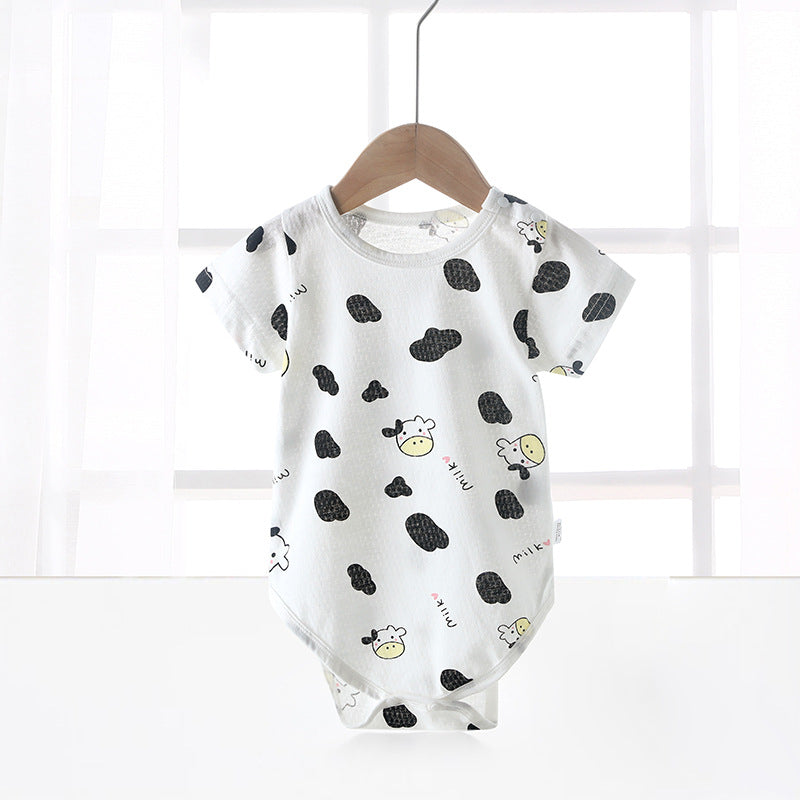 Baby bodysuit summer unisex infant short sleeve romper newborn pure cotton triangle onesie lightweight crawling suit