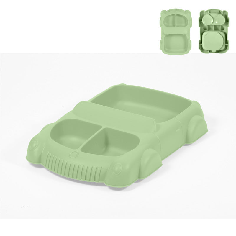 Factory new product baby silicone dinner plate large suction cup tableware set 8-piece set cartoon children's car silicone dinner plate
