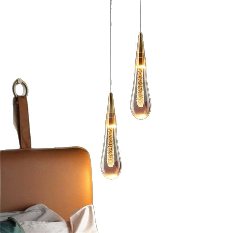 Gold powder water drop bedside small chandelier accessible luxury normcore tv background wall window bar crystal chandelier