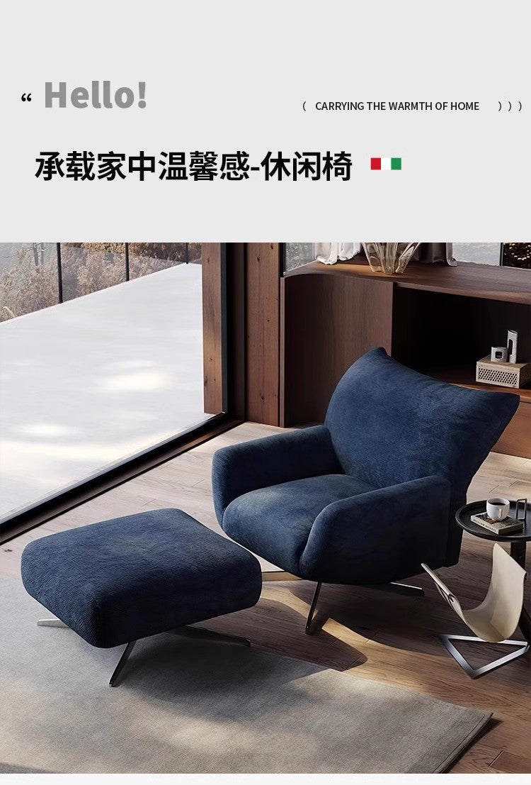 Rotating petal sofa chair, top-grain leather leisure chair, adjustable backrest for balcony, pink designer living room high-end furniture