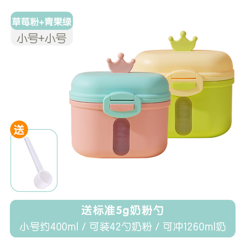 Baby double-layer formula dispenser, portable rice cereal storage container, airtight moisture-proof divided compartment dispenser, baby supplies