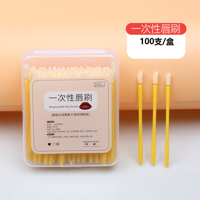 Disposable lip brush set, flocked makeup brushes, portable multifunctional small lip brush, beauty tools, makeup brushes