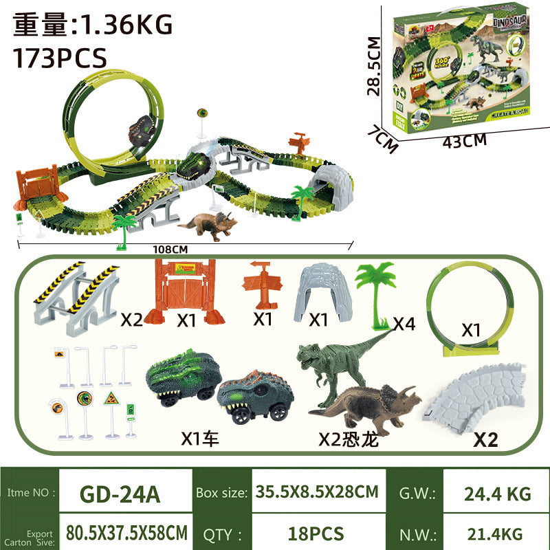 new arrival volcano electric spray dinosaur track assemble variety shape sound and light toy educational boy toy