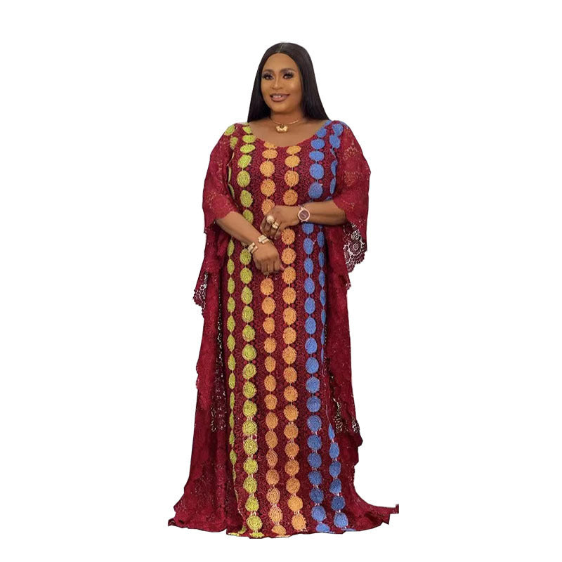 supply of lace looseplus size women's robe stripesd flower round neck long sleeves fashion popular model special price