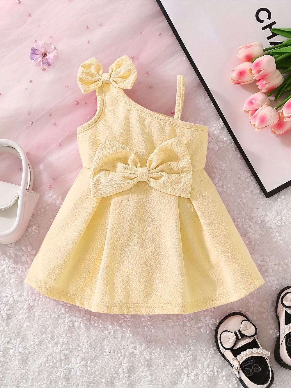 summer new girls' dress - baby girl's suspender bowknot cute dress - princess dress