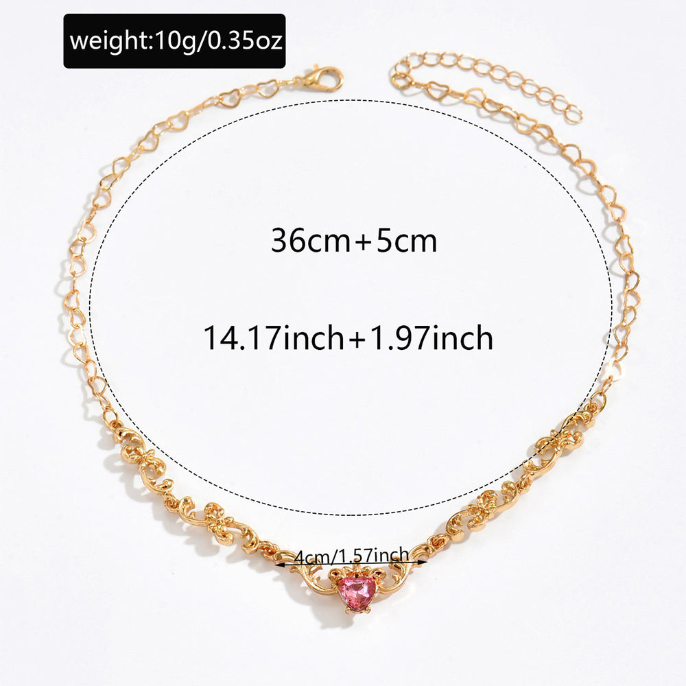 fashion frenchaccessible luxuryclassy heart necklace niche style design vine patchwork choker necklace for women