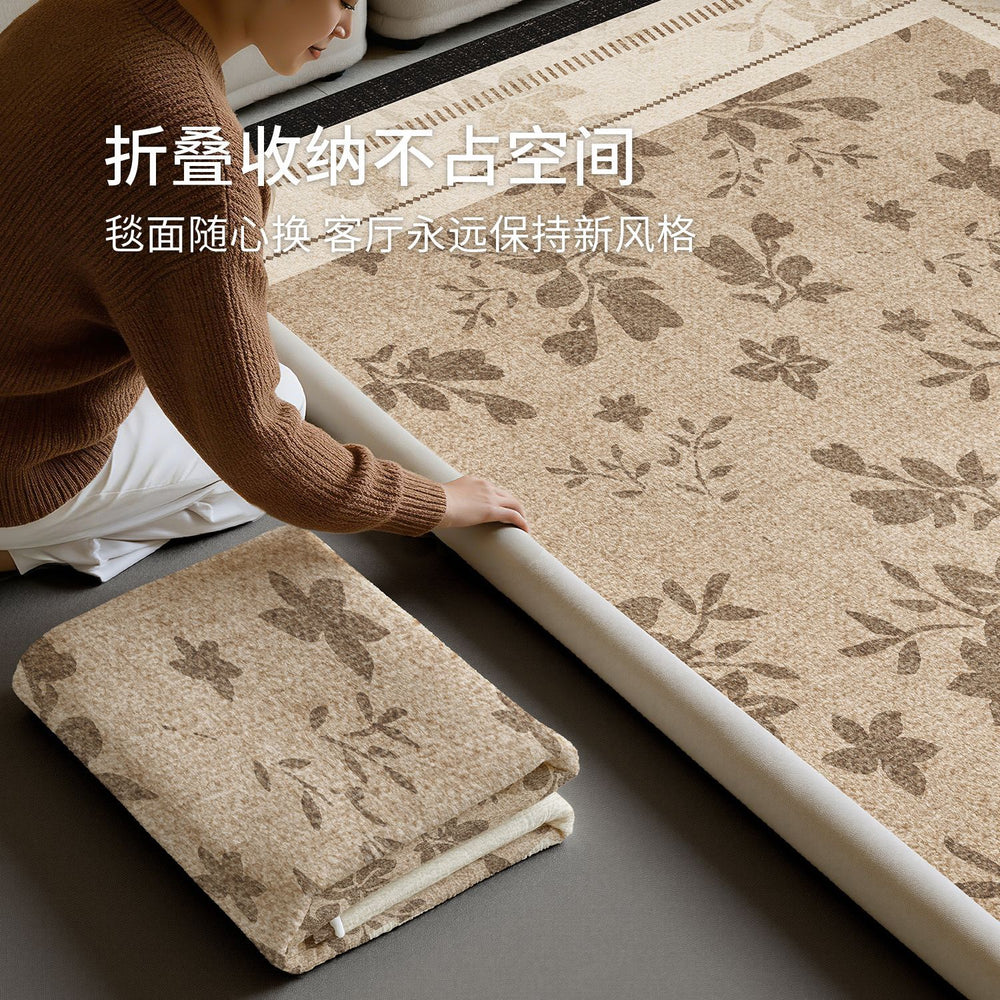 Removable and washable carpet living room frenchretro double layer machine washable sound insulation mat medieval style easy-care bedroom bedside blanket