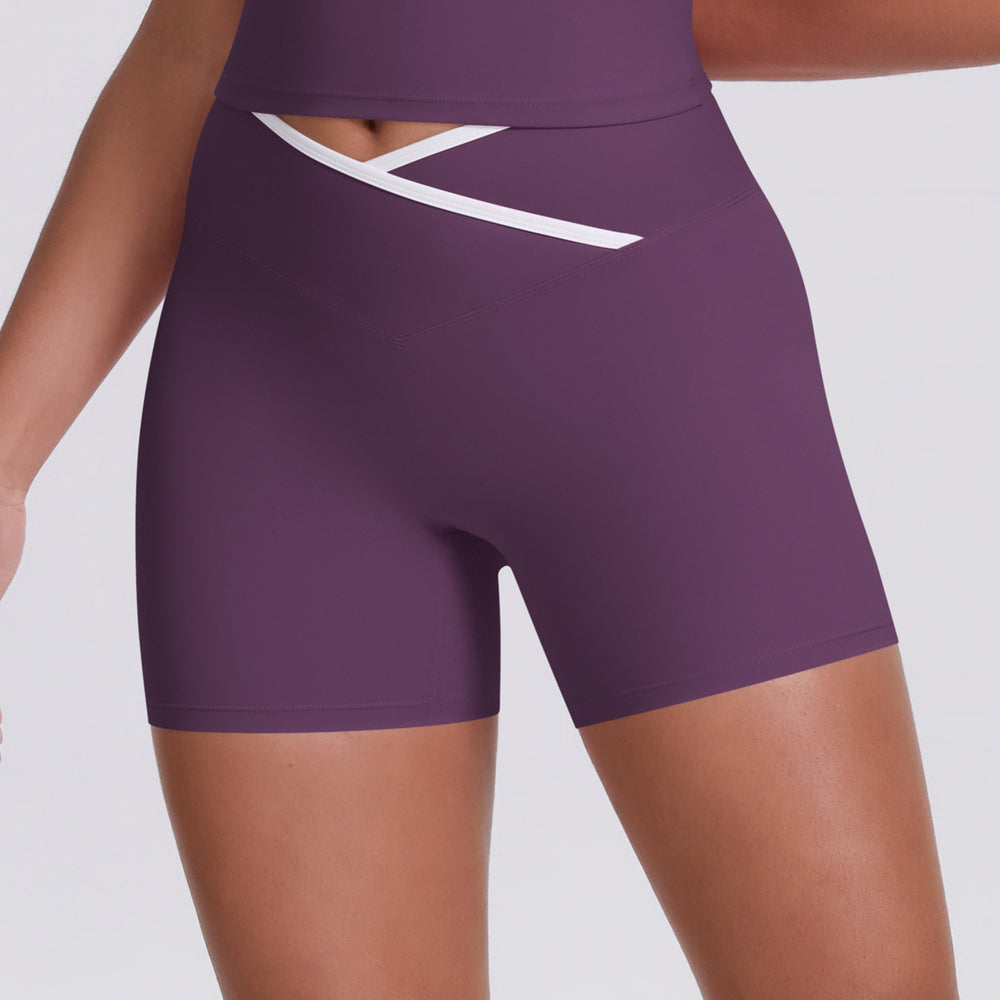 New arrival nude contrast colorpatchwork yoga clothes quick-drying tight butt lifting sports multi-piece set outdoor running fitness suit