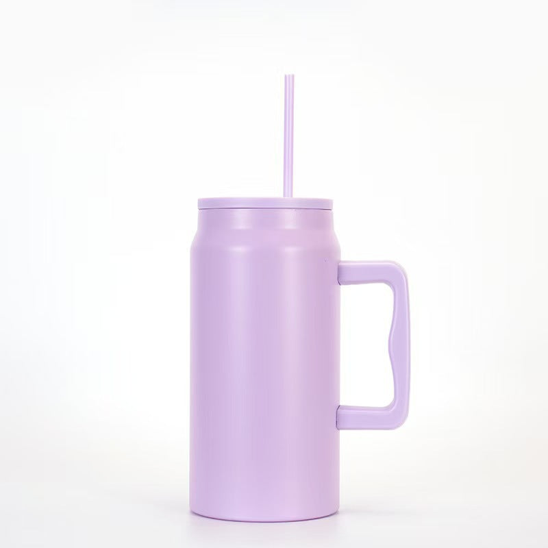 Amazon 50oz large capacity handle thermos cup 304 stainless steel car cup with straw portable ice cup