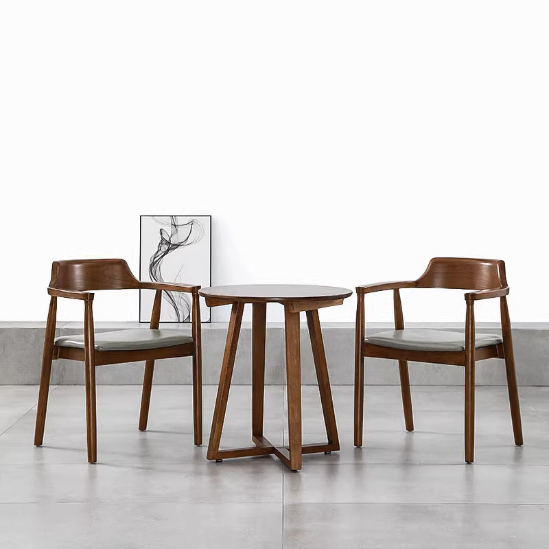 Solid wood round dining table - minimalist casual dining set, perfect for cafes, hotels, reception areas, and balconies