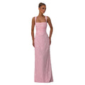 Stylishsequinpure colortube topdress women's springnew arrivalsleevelessfashionsling slit waist long skirt