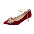 Stunning strappy wedding shoes for women, 2024 new collection, high-end xiuhe dress bridal shoes, comfortable red high heels