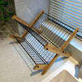 Popular foldable dish storage dish rack, bamboo drain rack, countertop multi-functional kitchen storage rack, multi-layer