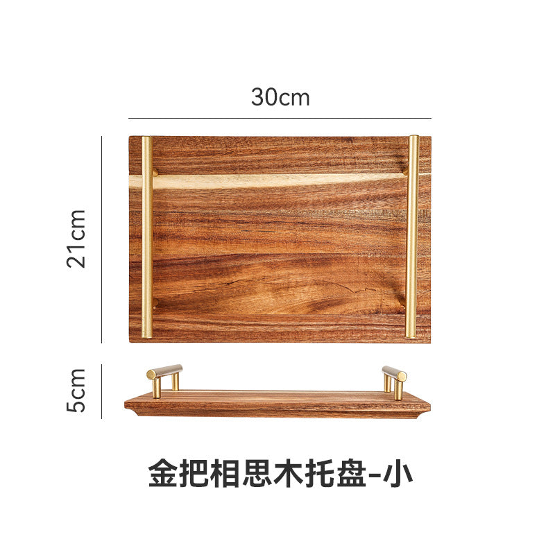Creative acacia wood double-handle wooden tray - perfect for home baking, fruits, desserts, and tea. wholesale direct from the manufacturer