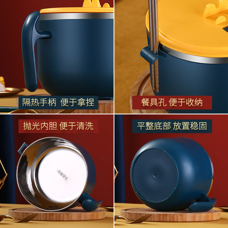 Instant noodle bowl, one piece of delivery mug set, stainless steel fast food bento box, instant noodle cup tableware creativity