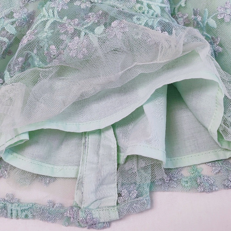 Original overstock mp spring/summer new girls' dress - baby mesh princess embroidered floral tutu dress with ditsy print