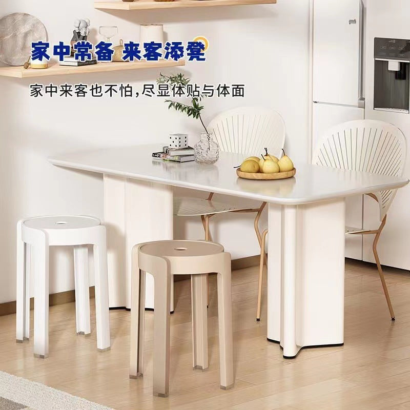 Influencer-approved fashionable plastic stool - thickened, stackable, round stool for home use - nordic dining stool - minimalist creative windmill stool - wholesale