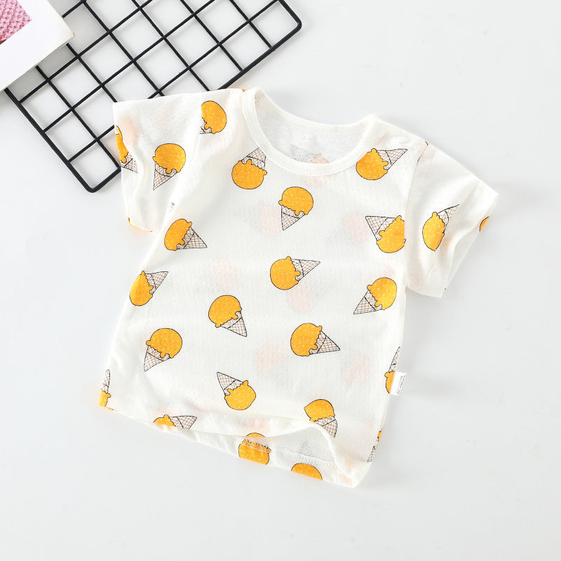Baby short-sleeve t-shirt, summer infant top, 100% cotton, 0-4 years old, toddler summer outfit, boys' and girls' short-sleeve undershirt, trendy style