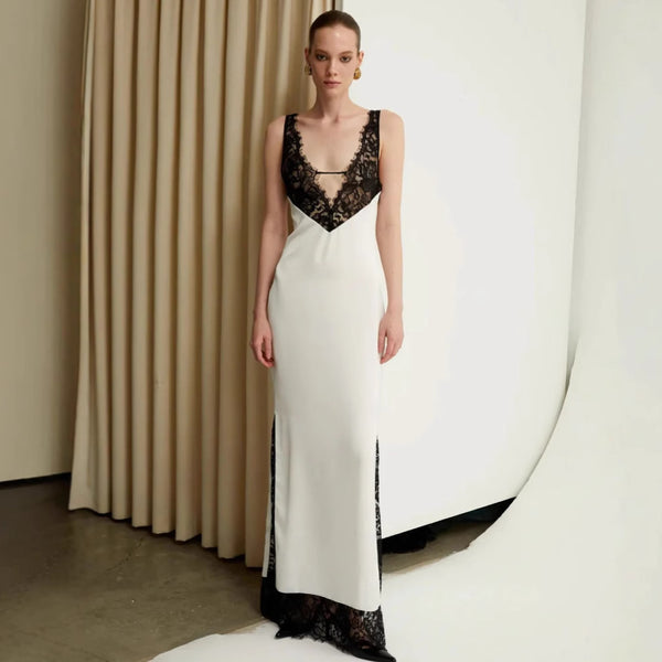 ins European and American  dresses, sexy v-neck lace bandage dresses, new retro sleeveless cocktail dresses