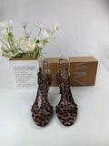 Za2024 new leopard print high heels - elegant single strap stiletto open toe women's shoes - leopard print printed high heel fashion footwear
