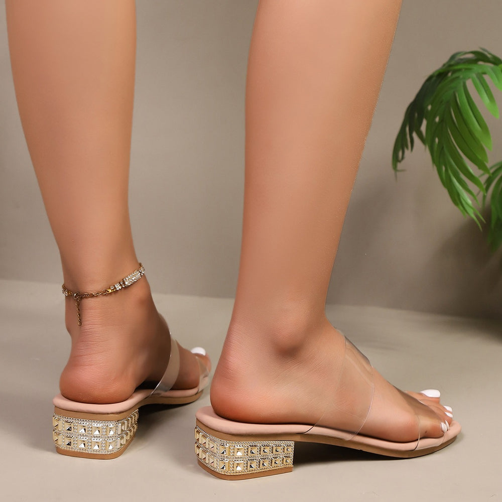 Transparent high heels summer transparent 2026 new internet celebrity easiest for match outwear slippers with skirt thick heel sandals women