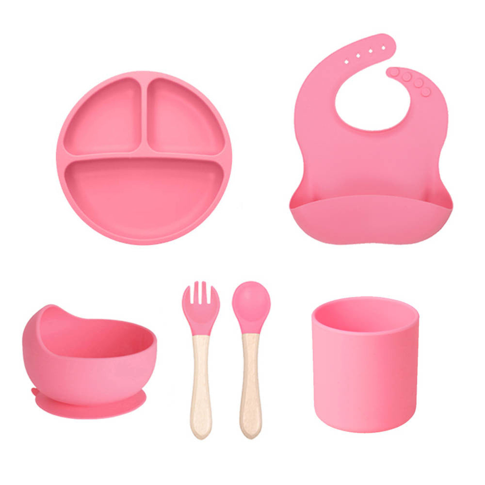Cross-border children's silicone plate set Baby complementary food grid plate Love plate Maternal and infant feeding tableware set
