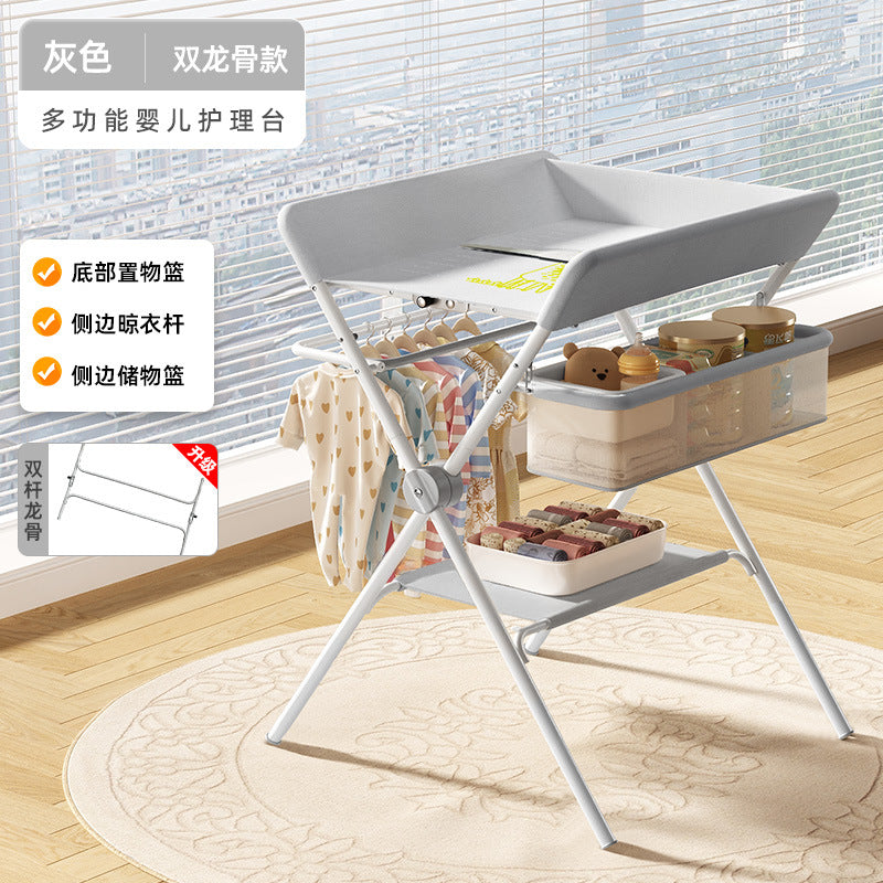 Diaper changing table - portable, multifunctional, foldable, washable baby bed for diaper changing and bathing