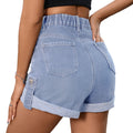 European and american cross-border e-commerce  independent website  summer new washed mid-waist rolled hem denim shorts for women
