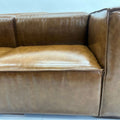 American retro sofa cigar bar living room small apartment straight row genuine leather sofa tofu block sofa module new style